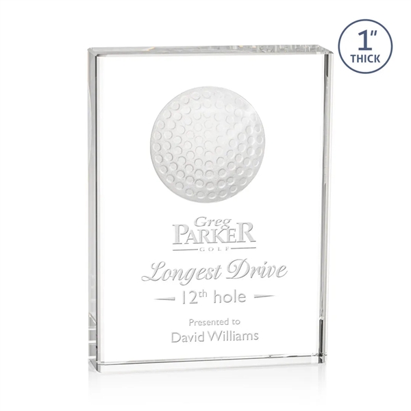 Square optical crystal award with molded 3D golf ball.... from ASI 84592 St Regis Group / St Regis
