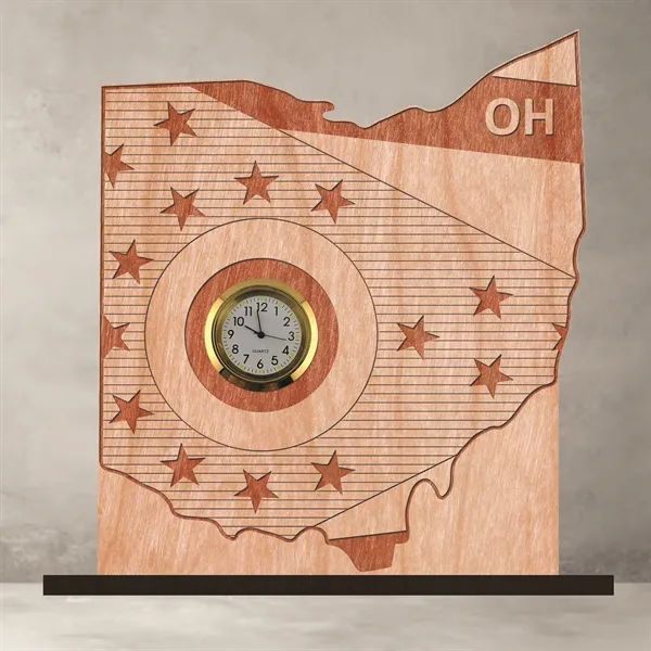 6" x 8" Ohio hardwood desktop clock with engraving.... from ASI 92531 Unique Custom Products / UCP