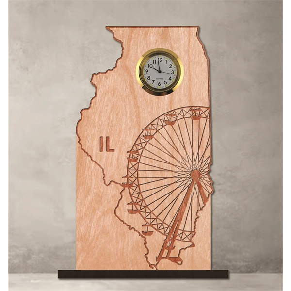 6" x 8" Illinois hardwood desktop clock with engraving.... from ASI 92531 Unique Custom Products / UCP