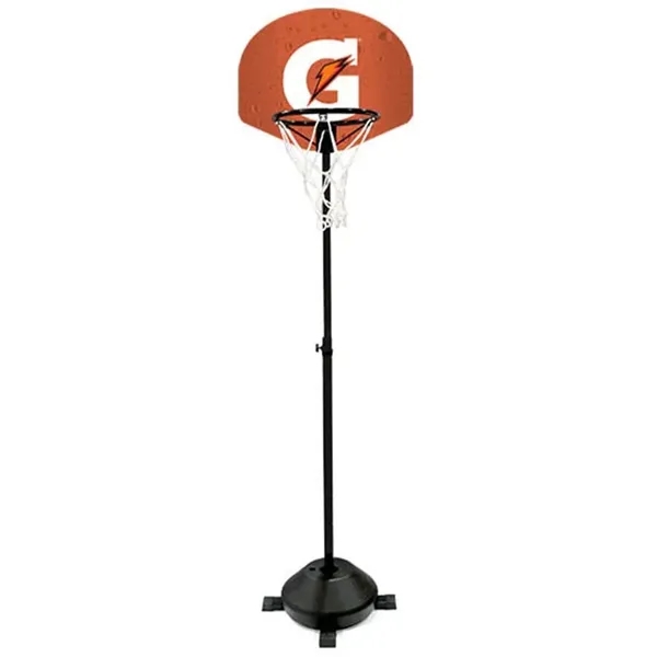 Free-standing acrylic rectangular basketball display with hoop and net and adjustable... from ASI 68207 MAC Specialties Ltd / Sport Products