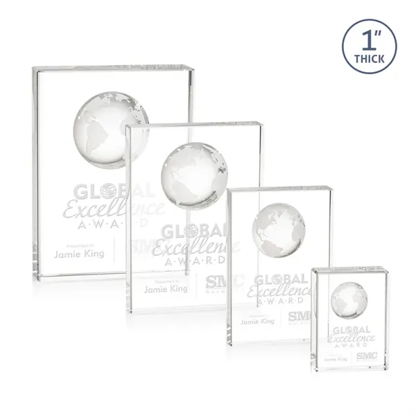 Optical crystal award with 3D world globe molded into the back.... from ASI 84592 St Regis Group / St Regis