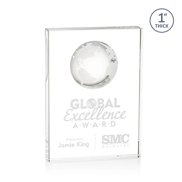 Optical crystal award with 3D world globe molded into the back.... from ASI 84592 St Regis Group / St Regis