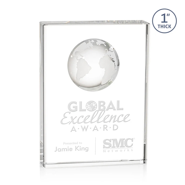 Optical crystal award with 3D world globe molded into the back.... from ASI 84592 St Regis Group / St Regis