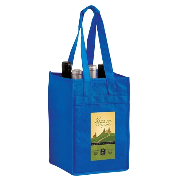 7" x 7" x 11" non-woven PP four-bottle wine tote with... from ASI 35290 American Ad Bag Co