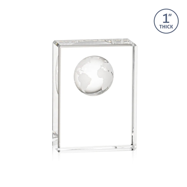 Optical crystal award with 3D world globe molded into the back.... from ASI 84592 St Regis Group / St Regis