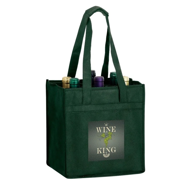 10" x 7" x 11" non-woven polypropylene six-bottle wine tote with... from ASI 35290 American Ad Bag Co