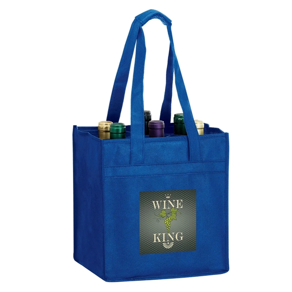 10" x 7" x 11" non-woven polypropylene six-bottle wine tote with... from ASI 35290 American Ad Bag Co