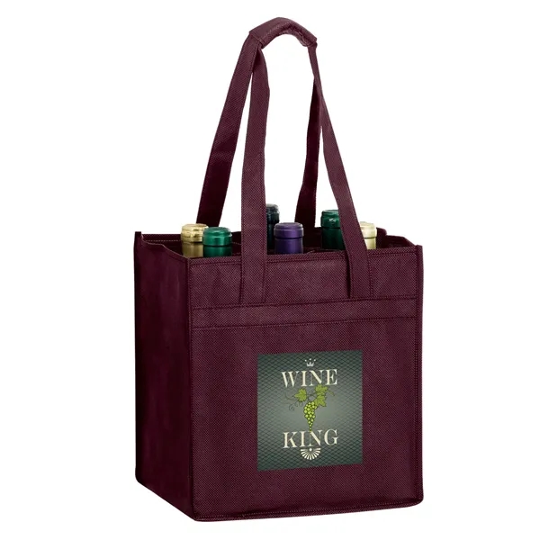 10" x 7" x 11" non-woven polypropylene six-bottle wine tote with... from ASI 35290 American Ad Bag Co