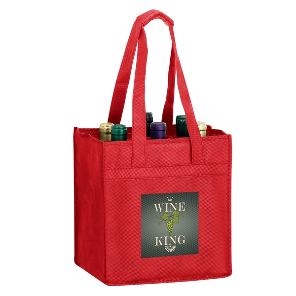 10" x 7" x 11" non-woven polypropylene six-bottle wine tote with... from ASI 35290 American Ad Bag Co