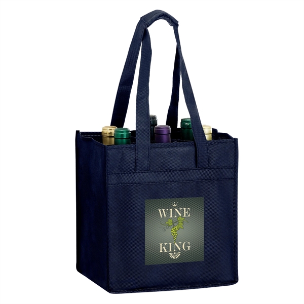 10" x 7" x 11" non-woven polypropylene six-bottle wine tote with... from ASI 35290 American Ad Bag Co