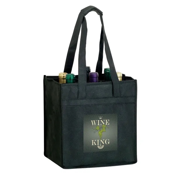 10" x 7" x 11" non-woven polypropylene six-bottle wine tote with... from ASI 35290 American Ad Bag Co