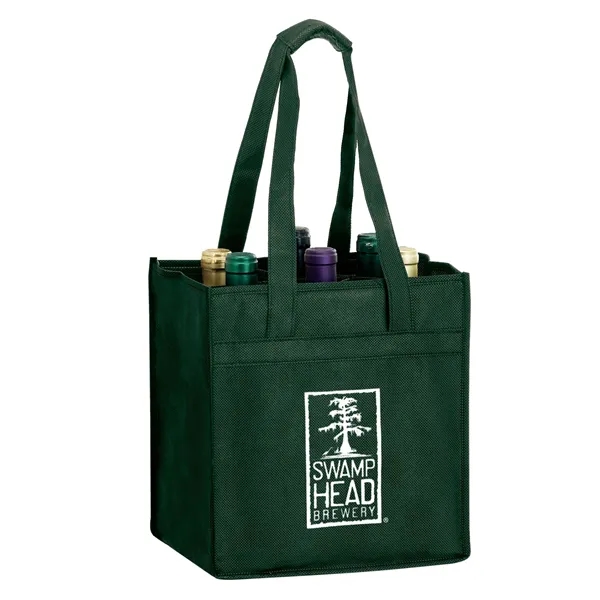 10" x 7" x 11" non-woven polypropylene six-bottle wine tote with... from ASI 35290 American Ad Bag Co