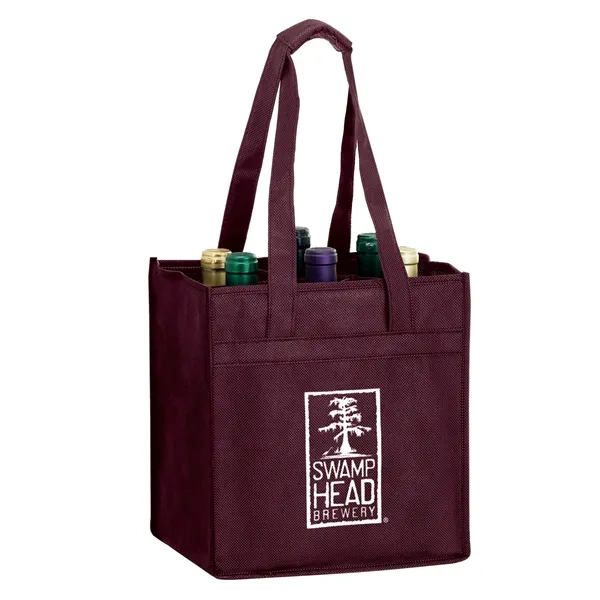 10" x 7" x 11" non-woven polypropylene six-bottle wine tote with... from ASI 35290 American Ad Bag Co