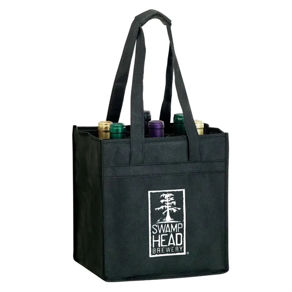 10" x 7" x 11" non-woven polypropylene six-bottle wine tote with... from ASI 35290 American Ad Bag Co