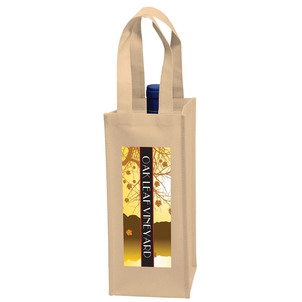 5" x 12" 80GSM non-woven polypropylene single-bottle wine tote with gusset... from ASI 35290 American Ad Bag Co
