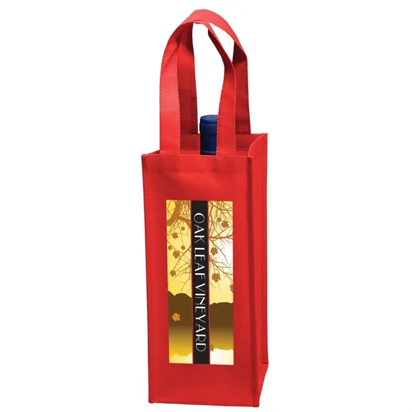 5" x 12" 80GSM non-woven polypropylene single-bottle wine tote with gusset... from ASI 35290 American Ad Bag Co
