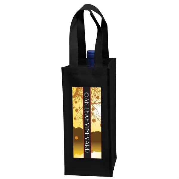 5" x 12" 80GSM non-woven polypropylene single-bottle wine tote with gusset... from ASI 35290 American Ad Bag Co
