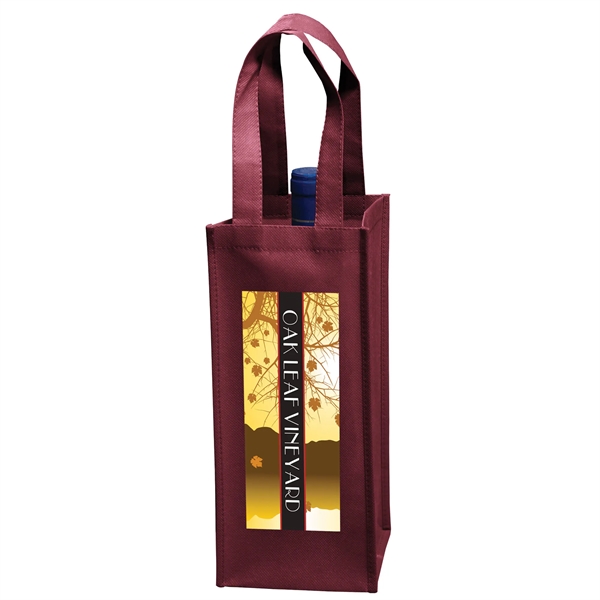 5" x 12" 80GSM non-woven polypropylene single-bottle wine tote with gusset... from ASI 35290 American Ad Bag Co