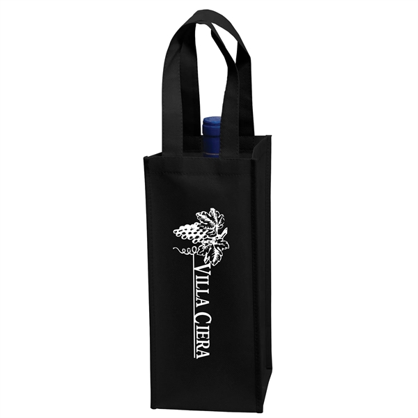 5" x 12" 80GSM non-woven polypropylene single-bottle wine tote with gusset,... from ASI 35290 American Ad Bag Co