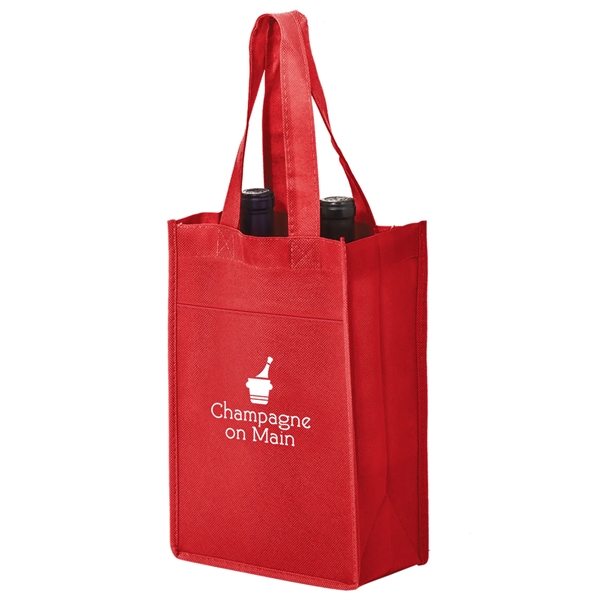 7" x 3" x 11" non-woven polypropylene two-bottle wine tote with... from ASI 35290 American Ad Bag Co