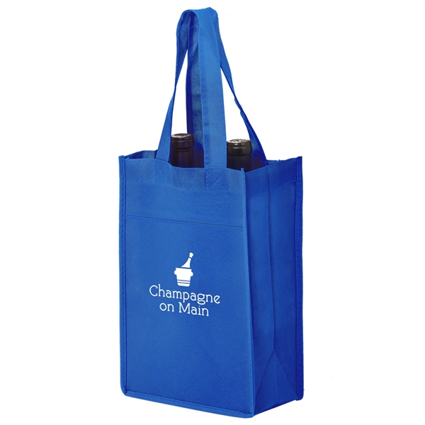 7" x 3" x 11" non-woven polypropylene two-bottle wine tote with... from ASI 35290 American Ad Bag Co