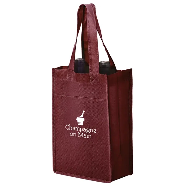 7" x 3" x 11" non-woven polypropylene two-bottle wine tote with... from ASI 35290 American Ad Bag Co