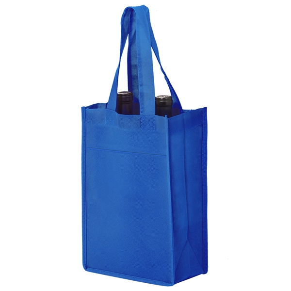 7" x 3" x 11" non-woven polypropylene two-bottle wine tote with... from ASI 35290 American Ad Bag Co