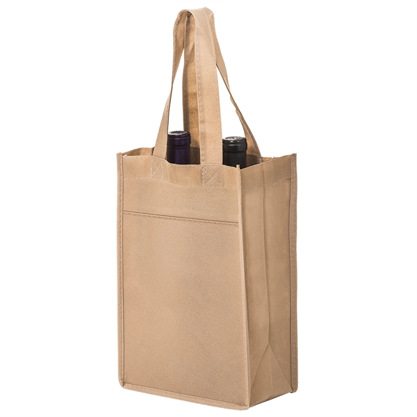 7" x 3" x 11" non-woven polypropylene two-bottle wine tote with... from ASI 35290 American Ad Bag Co