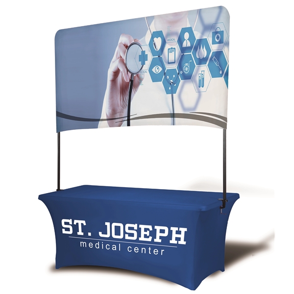 42" x 72" stretch polyester banner for 6' table displays.... from ASI 36558 Aprons, Etc.