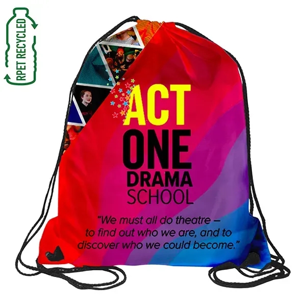 15" x 18" drawstring backpack made of 210D recycled polyester.... from ASI 62660 Innovation Line
