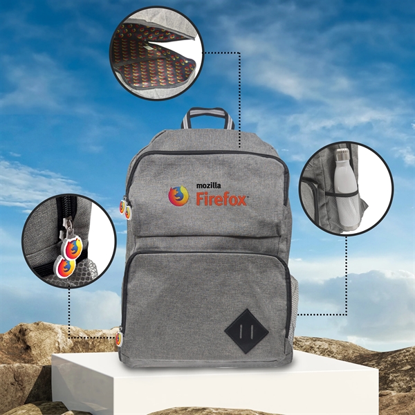 Commuter backpack with 2 front zippered pockets and mesh water bottle... from ASI 90807 Tekweld