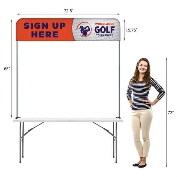 6' Table Top aluminum hardware with small stretch polyester banner.... from ASI 80228 Quinn