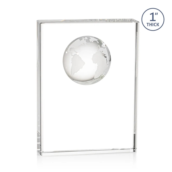 Optical crystal award with 3D world globe molded into the back.... from ASI 84592 St Regis Group / St Regis