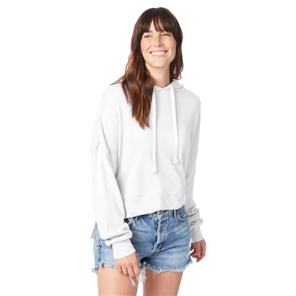 Ladies' sweatshirt with set-in sleeves, ribbed cuffs, hood, tear-away tag, and... from ASI 34063 alphabroder