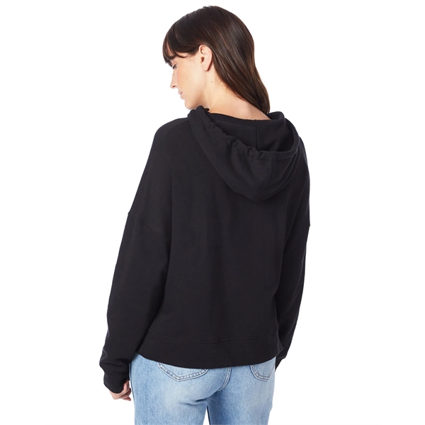 Ladies' sweatshirt with set-in sleeves, ribbed cuffs, hood, tear-away tag, and... from ASI 34063 alphabroder