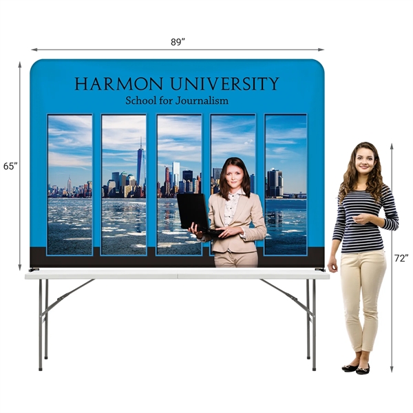 8' Table Top aluminum hardware with large stretch polyester banner... from ASI 80228 Quinn