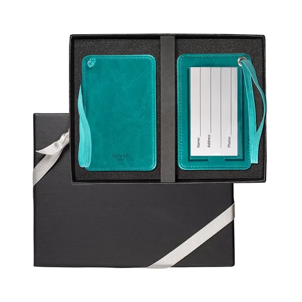 Gift box with two PU luggage tags with a clear PVC... from ASI 79530 Prime Line