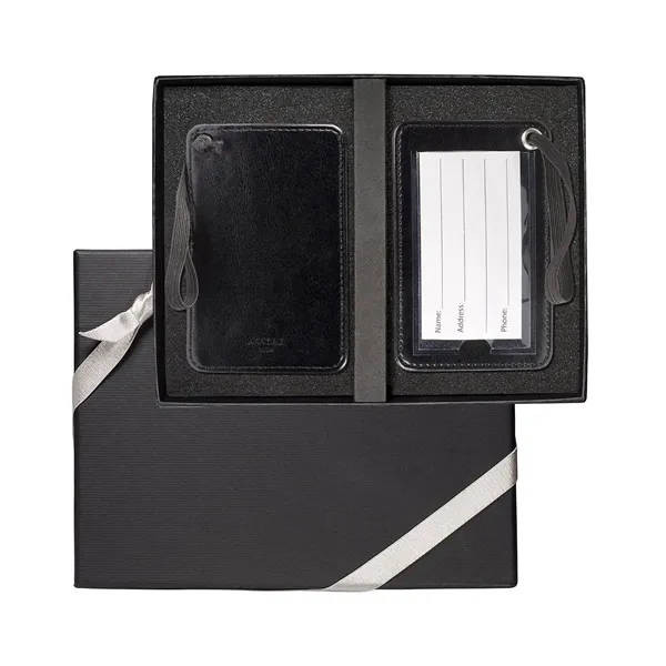 Gift box with two PU luggage tags with a clear PVC... from ASI 79530 Prime Line