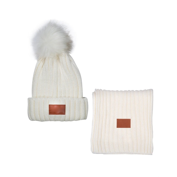 Leeman™ Winter duo with ribbed acrylic knit beanie and scarf in... from ASI 79530 Prime Line