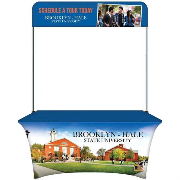 6' Table Top aluminum hardware with small stretch polyester banner and... from ASI 80228 Quinn