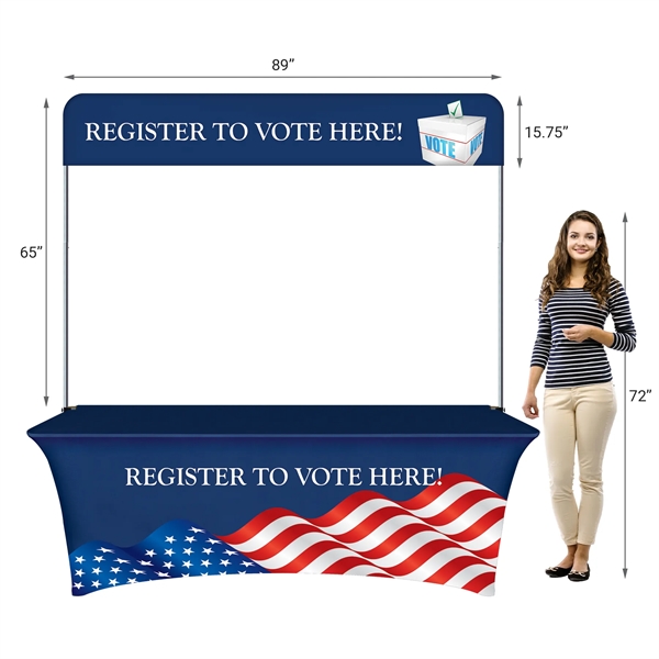 8' Table Top aluminum hardware with small stretch polyester banner and... from ASI 80228 Quinn