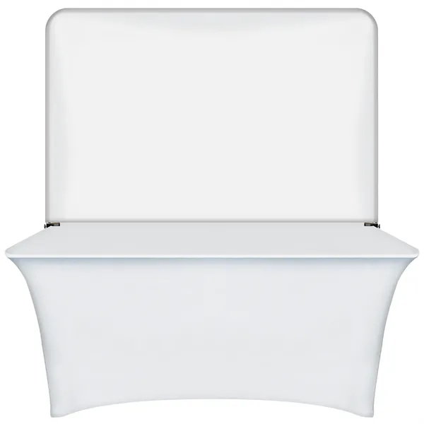 6' Table Top aluminum hardware with medium premium display polyester banner... from ASI 80228 Quinn