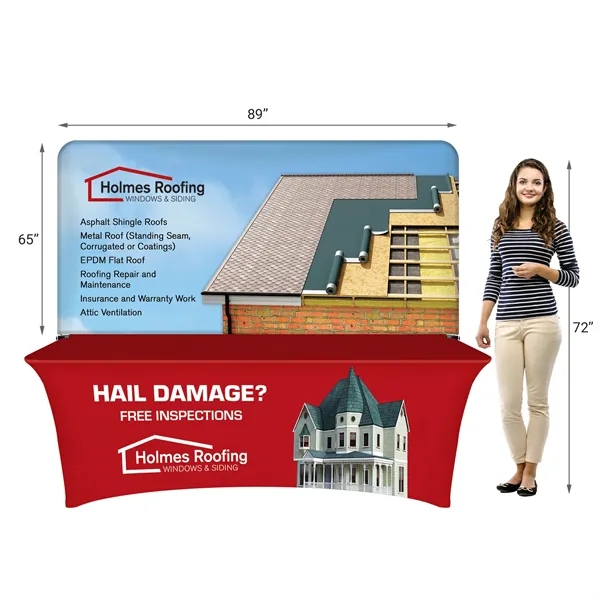 8' Table Top aluminum hardware with medium premium display polyester banner... from ASI 80228 Quinn