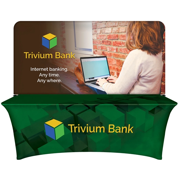 8' Table Top aluminum hardware with medium premium display polyester banner... from ASI 80228 Quinn