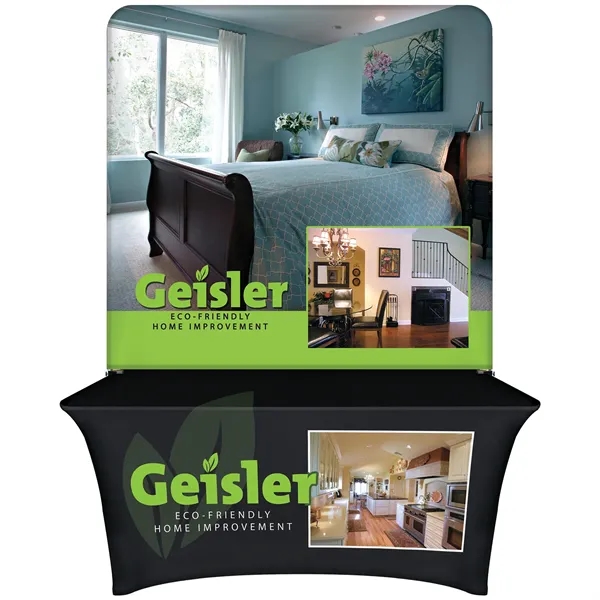 6' Table Top aluminum hardware with large premium display polyester banner... from ASI 80228 Quinn