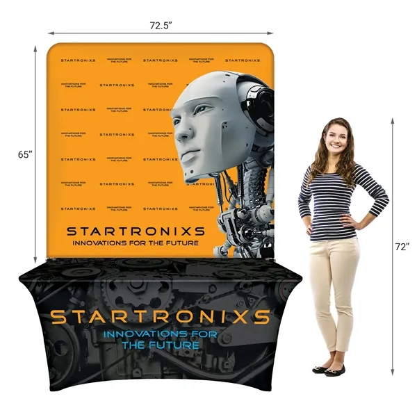 6' Table Top aluminum hardware with large premium display polyester banner... from ASI 80228 Quinn