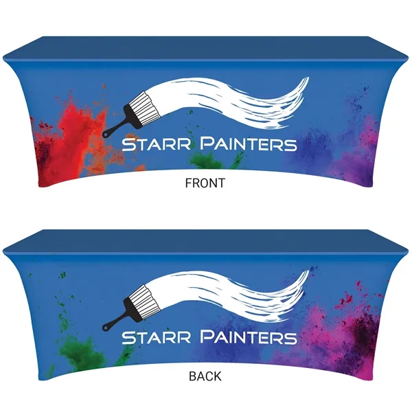 8' Table Top aluminum hardware with large premium display polyester banner... from ASI 80228 Quinn