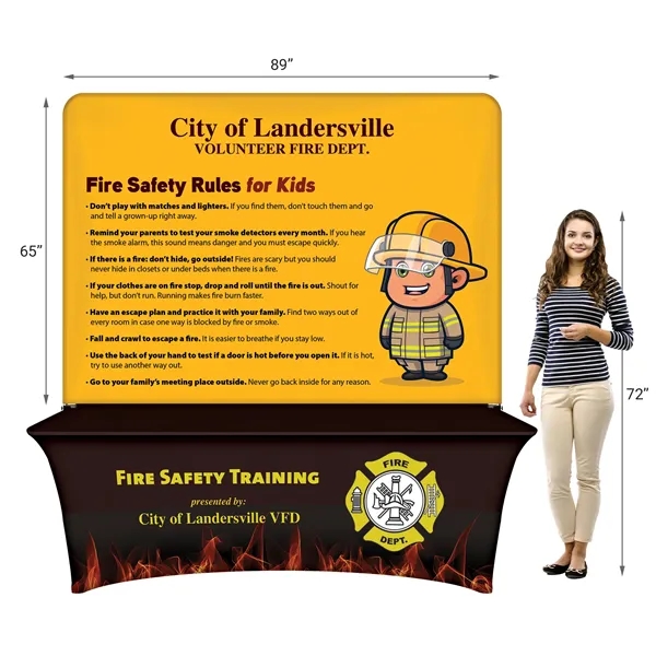 8' Table Top aluminum hardware with large premium display polyester banner... from ASI 80228 Quinn