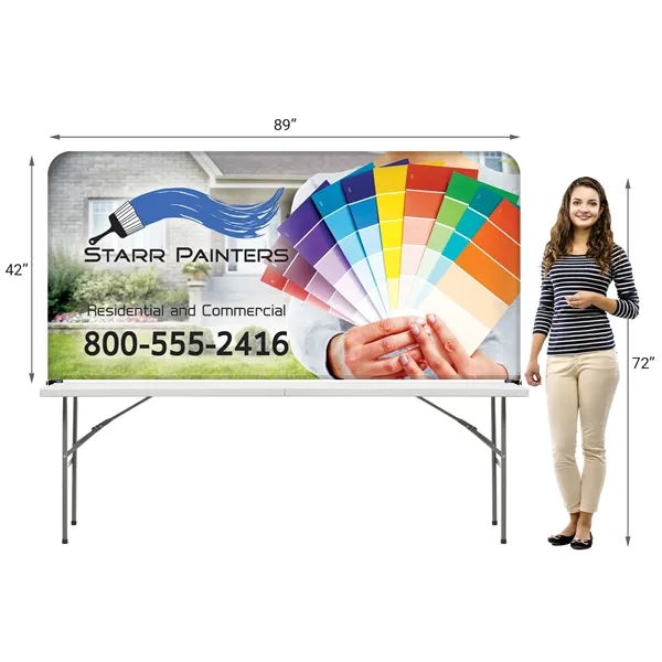 8' Table Top aluminum hardware with medium stretch polyester banner... from ASI 80228 Quinn