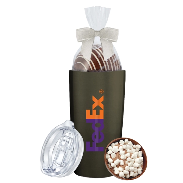 20 oz stainless steel straight tumbler with Milk Mega Hot Chocolate... from ASI 71685 Midnite Snax® / Promo Revolution